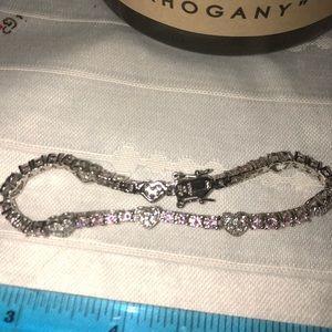 Pink and white diamond simulant bracelet